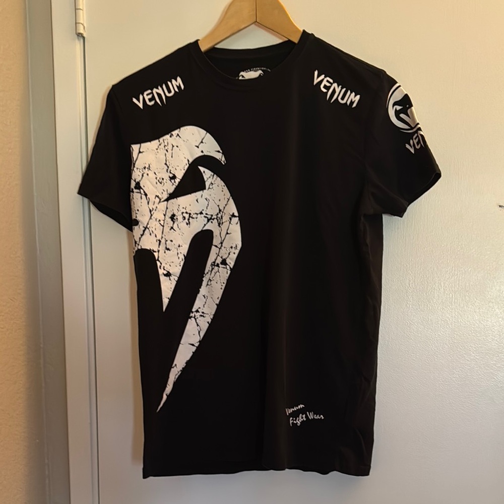 Venum Black and White Short Sleeve Tee with Graphic Design